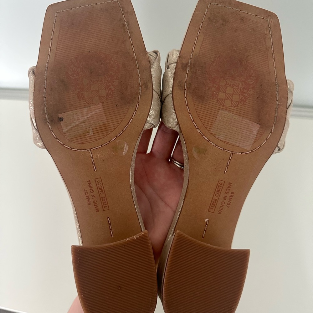 Vince Camuto Semtera Block Heel Slide Sandal Gold… - image 4